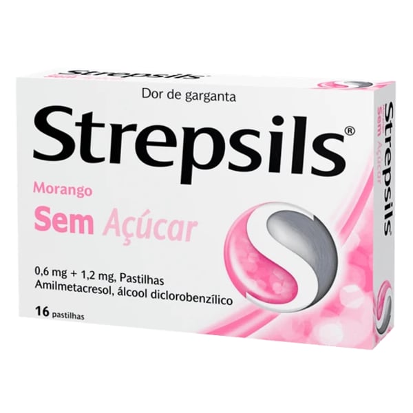 Strepsils Morango sem açúcar 0,6/ 1,2 mg x 16 pst