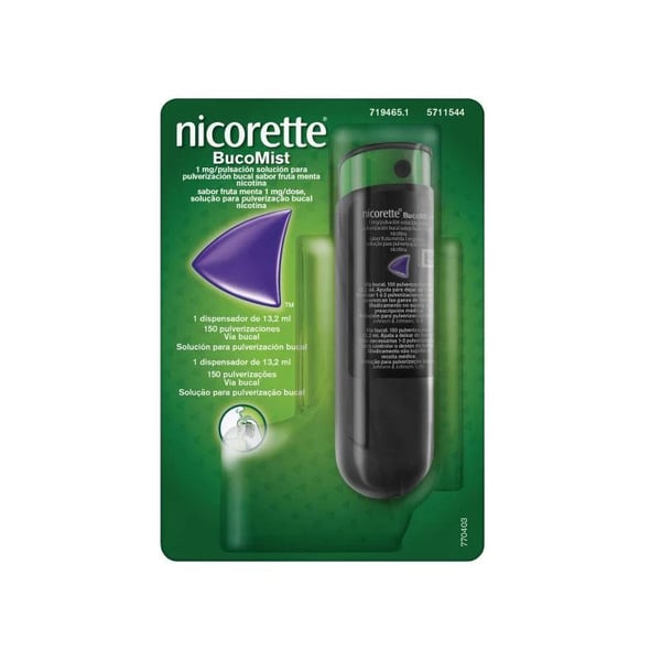 Nicorette Bucomist Sabor Fruta Menta 1 mg/dose sol pulverização bucal Frasco - 1 - 150 dose(s)