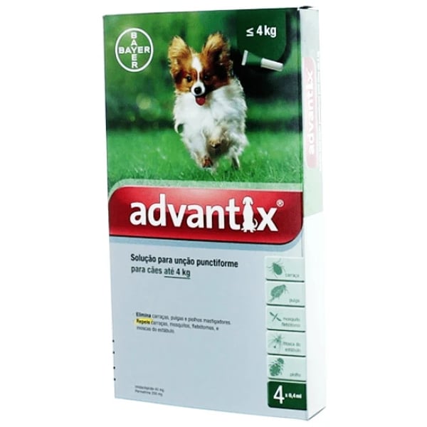 Advantix Cao  Sol Uncao 0,4mlx4 Ate 4kg 40/200 mg x  sol unção punctif