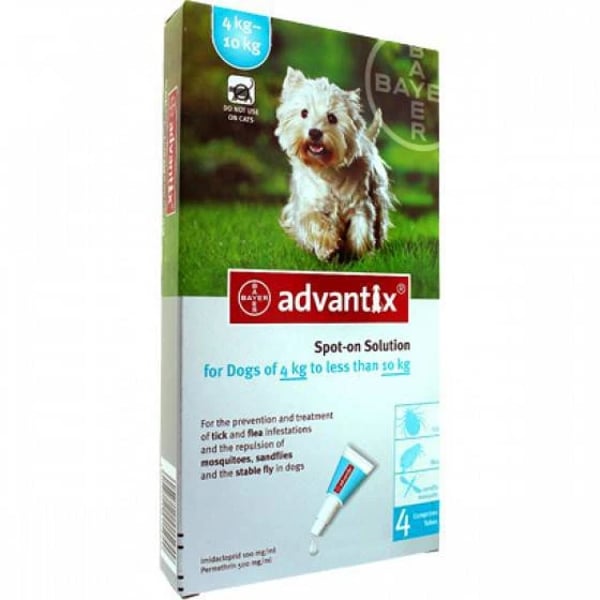 Advantix Cao Sol Uncao 1ml X 4 4-10 Kg 100/500 mg x  sol unção punctif
