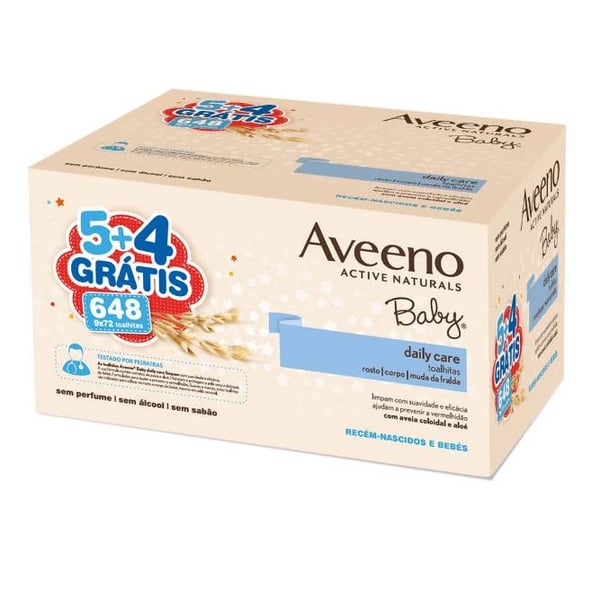 Aveeno Baby 5 Pack Toalhitas + 4 Grátis (648 toalhitas) 