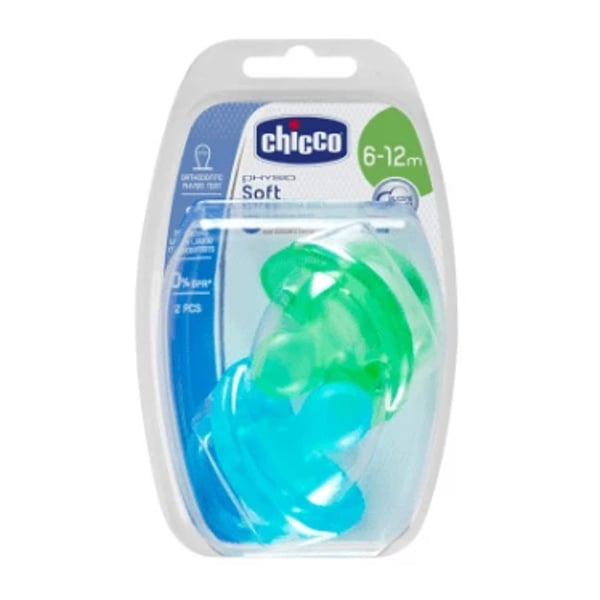 Chicco Chupeta Physio Soft Silicone Menino 6-12m 2 unidades
