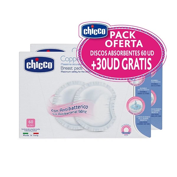 Chicco Mama Disco Absorvente Anti-Bacteriano 60 unidades + oferta 30 unidades
