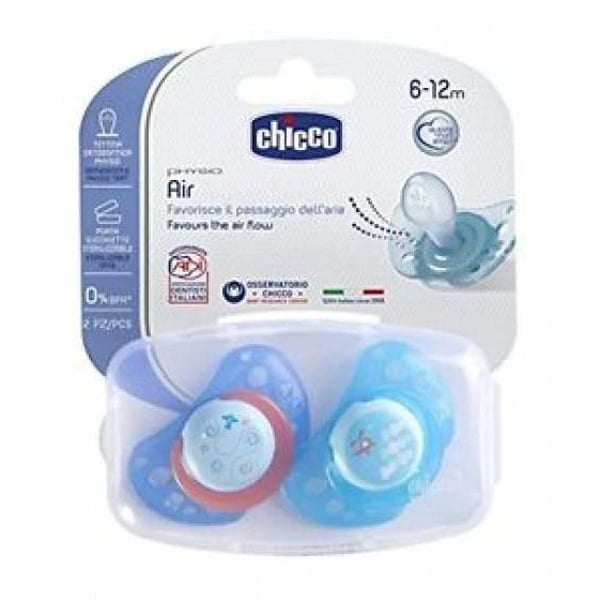 Chicco Chupeta Physio Air Silicone Azul 6-16m 2 unidades
