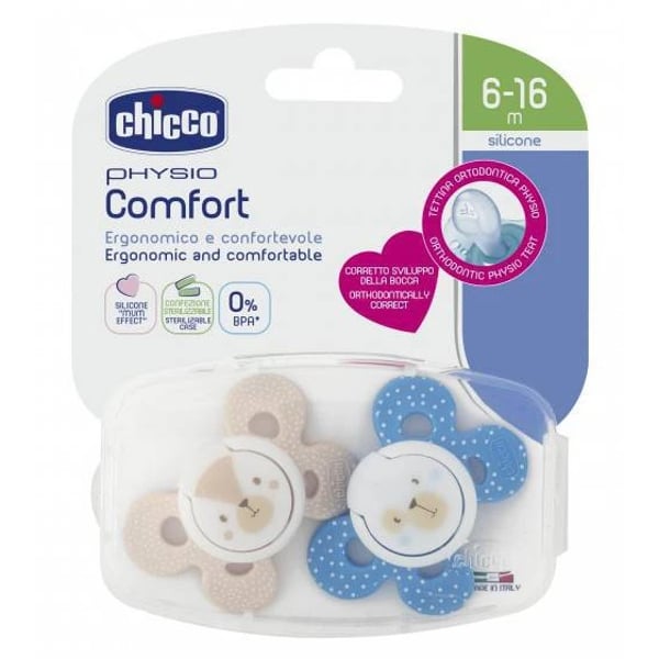 Chicco Chupeta Physio Comfort Azul 6-16m 2 unidades