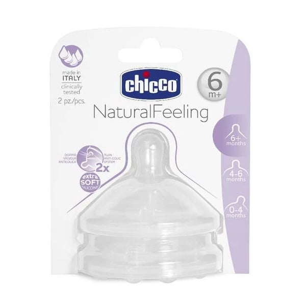 Chicco Tetina Natural Feeling 6m+ Papa 2 unidades