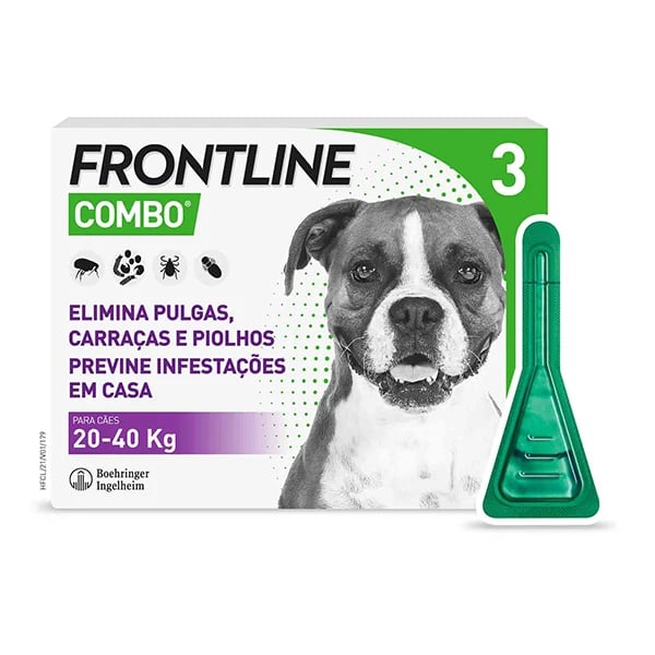 Frontline Combo Sol Cao 20-40kg 2,68mlx3 x  sol unção punctif