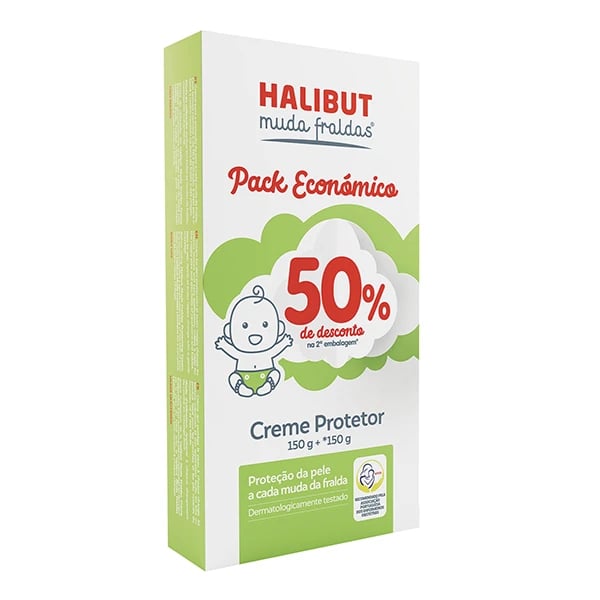 Halibut Muda Fraldas Duo Creme Protetor 2x150g Desconto 50% 2ª Embalagem