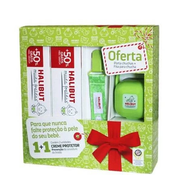 Halibut Muda fraldas Duo Creme 2x150 ml +Oferta Porta chupeta + Fita