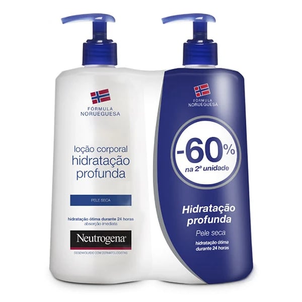 Neutrogena Loção Corporal Hidratação Profunda Pele Seca 2 x 750mL Desconto de 60% 2ª Embalagem