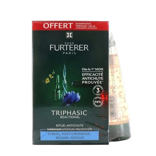 Rene Furterer Triphasic Reactional Monodoses antiqueda 12x5mL Oferta Champô complemento antiqueda 100mL